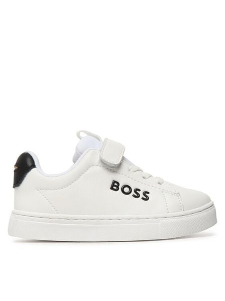 BOSS Sneakersy J52824 S Biały. Białe buty sportowe chłopięce Boss, bez wzorów, ze skóry, bez zapięcia. Za 341.99 zł.