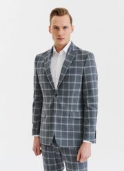 PAKO LORENTE – Szara marynarka garniturowa w kratę z wełną. Szare marynarki męskie Pako Lorente, bez wzorów, z wełny, eleganckie. Za 1,299.99 zł.