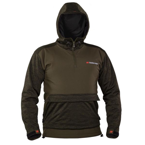 Softshell Bluza wędkarska z kapturem. Zielone bluzy damskie TANDEM BAITS, bez wzorów, z polaru, z kapturem. Za 260.69 zł.