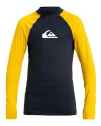 Koszulka surfingowa z długim rękawem dla Chłopców EVERYDAY UPF 50. Żółte t-shirty dla chłopców Quiksilver, bez wzorów, z elastanu, bez ramiączek. Za 139.99 zł.