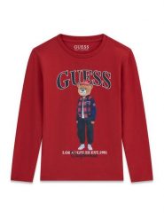 Guess Bluzka L6BI11 K5732 Czerwony Regular Fit. Czerwone koszule dla chłopców Guess, z aplikacjami, z bawełny, bez kołnierzyka, bez ramiączek. Za 114.99 zł.