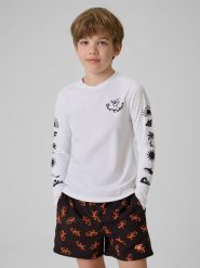 4F Longsleeve do pływania z nadrukiem chłopięcy - biały 146/152 (10-12 lat). Białe t-shirty dla chłopców 4f, bez wzorów, z materiału, bez ramiączek. Za 99.99 zł.