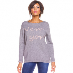 Sweter "New York" w kolorze szarym. Szare swetry damskie So Cachemire, z kaszmiru, z dekoltem w łódkę. W wyprzedaży za 173.95 zł.
