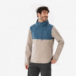 Second Life - Kurtka turystyczna męska Quechua NH500 wodoodporna - Stan Dobry. Brązowe kurtki męskie QUECHUA, l, bez wzorów, z materiału, z kapturem. Za 89.99 zł.