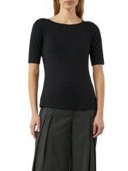 Comma Koszulka Kobiety Sztuczne włókno czarny, 46. Czarne t-shirty damskie comma, uniwersalny, bez wzorów, z włókna, bez kołnierzyka. Za 179.95 zł.