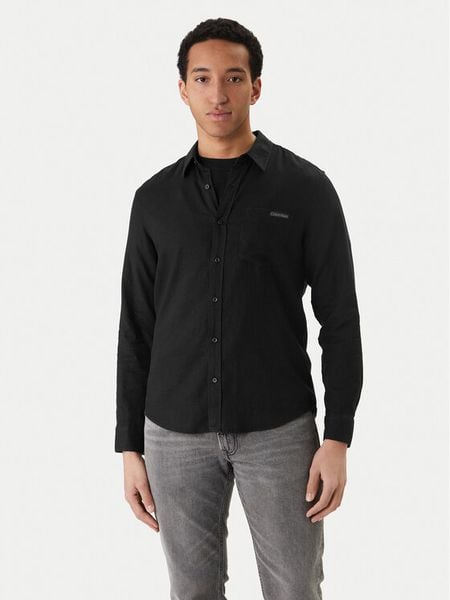 Calvin Klein Jeans Koszula LV04RF121G Czarny Regular Fit. Czarne koszule męskie Calvin Klein Jeans, m, bez wzorów, z jeansu, bez kołnierzyka, bez ramiączek. Za 266.99 zł.