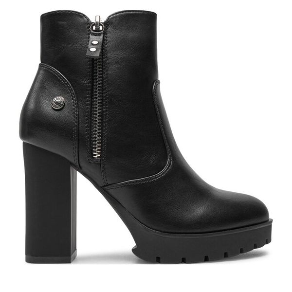 Botki Refresh. Czarne botki damskie Refresh, bez obcasa, na słupku, bez zapięcia. Za 299.99 zł.