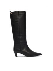 Tommy Hilfiger Kozaki Kitten Heel Leather High Boot FW0FW09568 Czarny. Czarne kozaki damskie Tommy Hilfiger, ze skóry, bez obcasa, na słupku. Za 949.99 zł.