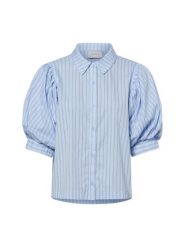 Neo Noir Bluzka z krótkim rękawem - Etta Stripe Stone Kobiety Bawełna niebieski, 38. Niebieskie bluzki damskie Neo Noir, bez wzorów, z bawełny, bez kołnierzyka, bez ramiączek. Za 229.95 zł.