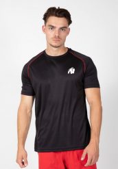 Performance Koszulka - Czarny/Czerwony. Czarne koszulki sportowe męskie GORILLA WEAR, m, bez wzorów, z poliesteru, bez kołnierzyka, bez ramiączek, na fitness i siłownię. Za 159.00 zł.
