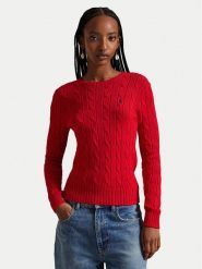 Polo Ralph Lauren Sweter 211971869502 Czerwony Slim Fit. Czerwone swetry damskie Polo Ralph Lauren, xl, bez wzorów, z bawełny, bez kołnierzyka, bez ramiączek, bez kaptura. Za 909.99 zł.