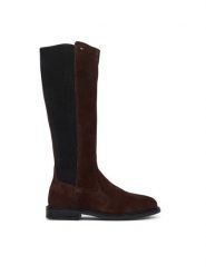 Tommy Hilfiger Kozaki Enamel Flag Suede High Chelsea FW0FW09574 Brązowy ciemny. Brązowe kozaki damskie Tommy Hilfiger, ze skóry, bez obcasa. Za 849.99 zł.