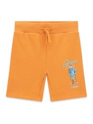 Guess Szorty sportowe N6GD04 KA6R4 Pomarańczowy Regular Fit. Brązowe szorty dla chłopców Guess, z aplikacjami, z bawełny, sportowe. Za 134.99 zł.
