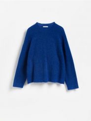Sweter z wełną z alpaki - niebieski. Niebieskie swetry damskie Reserved, l, bez wzorów, z dzianiny, bez kołnierzyka, bez ramiączek, bez kaptura. Za 199.99 zł.