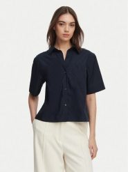 Tommy Hilfiger Koszula WW0WW48899 Granatowy Relaxed Fit. Niebieskie bluzki damskie Tommy Hilfiger, m, bez wzorów, z bawełny, bez kołnierzyka, bez ramiączek. Za 369.99 zł.