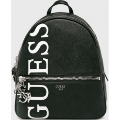 Guess Jeans - Plecak. Czarne plecaki damskie Guess Jeans, z aplikacjami, z jeansu. Za 599.90 zł.
