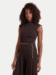 Guess Bluzka G6YH15 W3206 Brązowy Slim Fit. Brązowe koszule damskie Guess, z aplikacjami, z syntetyku, bez kołnierzyka, bez ramiączek. Za 689.99 zł.