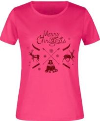 Damska koszulka James & Nicholson Christmas, bawełna 180 g/m2. Czerwone t-shirty damskie VAN NICHOLAS, m, bez wzorów, z bawełny, klasyczne, bez kołnierzyka. Za 117.99 zł.