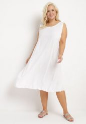 Biała Wiskozowa Sukienka o Pudełkowym Fasonie bez Rękawów Pleria. Białe sukienki damskie Born2be, m, bez wzorów, z wiskozy, wizytowe, bez kołnierzyka, plus size, bez ramiączek, midi. Za 74.99 zł.
