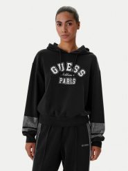 Guess Bluza V6RQ02 KCAY2 Czarny Regular Fit. Czarne bluzy damskie Guess, l, z aplikacjami, z syntetyku, bez kaptura. Za 479.99 zł.