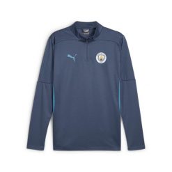 Treningowy top Manchester City 2024/25. Niebieskie koszulki sportowe męskie Puma, bez wzorów, bez kołnierzyka, bez ramiączek, do piłki nożnej. W wyprzedaży za 247.95 zł.