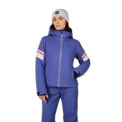Damska kurtka narciarska Rossignol Strawpile. Niebieskie kurtki snowboardowe damskie Rossignol, bez wzorów, bez kaptura, narciarskie. Za 829.99 zł.