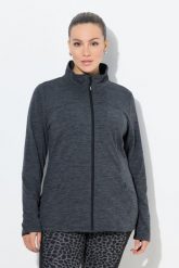 Damskie Bluza funkcyjna wąski krój stójka długi rękaw. Czarne bluzy damskie Ulla Popken, plus size, bez wzorów, z dresówki, bez kaptura. Za 349.99 zł.