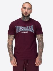 Koszulka Lonsdale Dukinfield. Czerwone koszulki sportowe męskie Lonsdale, xl, bez wzorów, z bawełny, bez kołnierzyka, bez ramiączek, na fitness i siłownię. Za 154.00 zł.