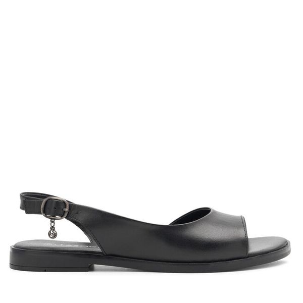 Sandały Lasocki. Czarne sandały damskie Lasocki, bez wzorów, bez obcasa, na płaskiej podeszwie, bez zapięcia. Za 159.99 zł.