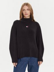 Tommy Jeans Sweter Badge DW0DW21676 Czarny Relaxed Fit. Czarne swetry damskie Tommy Jeans, m, bez wzorów, z bawełny, bez kołnierzyka, bez ramiączek, bez kaptura. Za 379.99 zł.