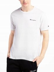 Koszulka T-shirt na co dzień męska CHAMPION bawełna. Białe koszulki sportowe męskie Champion, m, bez wzorów, z bawełny, bez kołnierzyka, bez ramiączek. Za 109.00 zł.