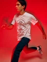 4F T-shirt regular z nadrukiem męski - biały L. Białe t-shirty męskie 4f, l, bez wzorów, z bawełny, biznesowe, bez kołnierzyka. Za 79.99 zł.