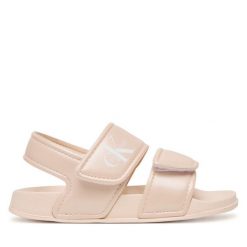 Sandały Calvin Klein. Czerwone sandały dziewczęce Calvin Klein, bez zapięcia. Za 219.99 zł.