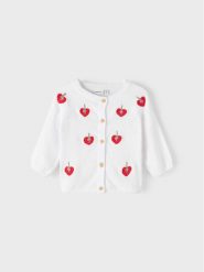 NAME IT Kardigan 13216306 Biały Regular Fit. Białe swetry dla dziewczynek Name it, bez wzorów, z bawełny, bez kołnierzyka, bez ramiączek, bez kaptura. Za 119.99 zł.