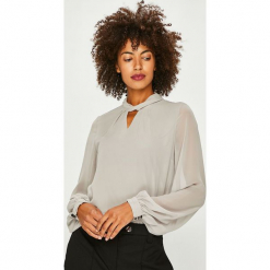 Vero Moda - Bluzka Soffie. Szare bluzki damskie Vero Moda, z poliesteru, casualowe, z okrągłym kołnierzem. W wyprzedaży za 119.90 zł.