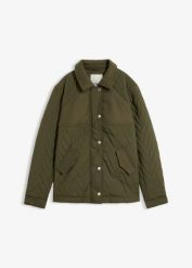 Kurtka pikowana z wełną. Zielone kurtki damskie bonprix, bez wzorów, z wełny, bez kaptura. Za 249.99 zł.