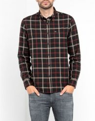 LEE BUTTON DOWN MĘSKA KOSZULA MATERIAŁOWA W KRATĘ PITCH BLACK L880ZFEM 112123518. Czarne koszule męskie Lee, l, bez wzorów, z materiału, bez kołnierzyka, bez ramiączek. Za 129.99 zł.