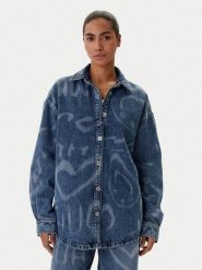 HUGO Koszula jeansowa Garesa_4_B 50553558 Niebieski Oversize. Niebieskie bluzki damskie Hugo, s, bez wzorów, z bawełny, bez kołnierzyka, bez ramiączek. Za 679.99 zł.