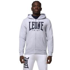 Leone 1947 Apparel Bluzy z kapturem męskie zapinane na zamek. Szare bluzy męskie LEONE 1947 APPAREL, z bawełny, bez zapięcia, na fitness i siłownię. Za 147.31 zł.
