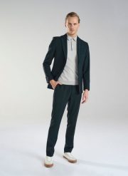 PAKO LORENTE – Wełniane zielone spodnie garniturowe. Zielone eleganckie spodnie męskie Pako Lorente, m, bez wzorów, z wełny. Za 549.99 zł.