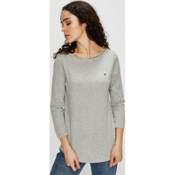 Tommy Hilfiger - Bluzka. Szare bluzki damskie Tommy Hilfiger, z bawełny, casualowe, z dekoltem w łódkę. Za 179.90 zł.