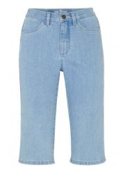 Bermudy jeansowe ze stretchem. Niebieskie szorty damskie bonprix, bez wzorów, z jeansu. Za 77.99 zł.