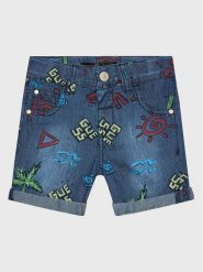 Guess Szorty jeansowe N3GD07 WFGE0 Niebieski Regular Fit. Niebieskie szorty dla chłopców Guess, z aplikacjami, z bawełny. Za 369.99 zł.