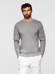 Bluza męska dresowa BASIC z okrągłym dekoltem OM-SSBN-0271 - - Rozmiar: M. Białe bluzy męskie Ombre Clothing, m, z aplikacjami, z bawełny, bez kaptura. W wyprzedaży za 142.49 zł.
