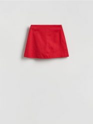 Spódnico-szorty z lnem - czerwony. Czerwone szorty damskie Reserved, l, bez wzorów, z wiskozy. Za 99.99 zł.