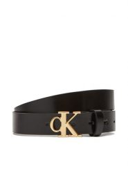 Calvin Klein Pasek Damski Monogram Plaque Buckle 25Mm LV04K7017G Czarny. Czarne paski damskie Calvin Klein, bez wzorów, ze skóry. Za 189.99 zł.