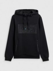 4F Bluza dresowa regular z kapturem męska - czarna XXL. Czarne bluzy męskie 4f, m, bez wzorów, z bawełny, z kapturem. Za 199.99 zł.