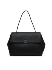 Calvin Klein Torebka Emblem Hw Pebble Satchel LV04F3494G Czarny. Czarne torebki do ręki damskie Calvin Klein, bez wzorów, ze skóry, bez dodatków. Za 699.99 zł.