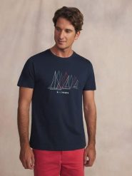 Koszulka z siateczki TBS Fredi. Niebieskie t-shirty damskie TBS, l, bez wzorów, z bawełny, klasyczne, bez kołnierzyka. Za 147.15 zł.