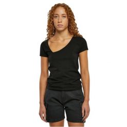 Koszulka damska Urban Classics Organic Asymmetric Neckline. Czarne t-shirty damskie Urban Classics, m, bez wzorów, z bawełny, z asymetrycznym kołnierzem. Za 93.50 zł.